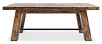 Table basse rustique avec roulettes 50 - Bois grainé marron