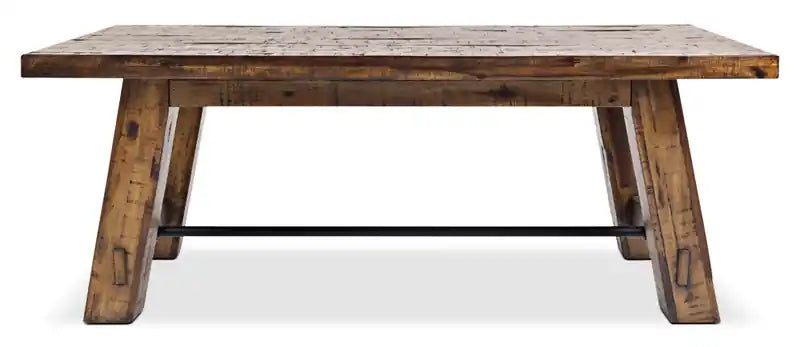 Table basse rustique avec roulettes 50 - Bois grainé marron