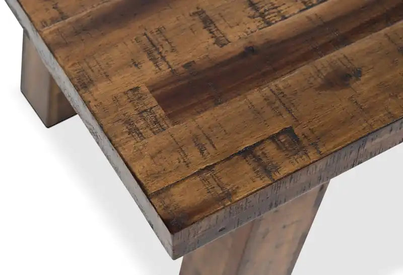 Table basse rustique avec roulettes 50 - Bois grainé marron