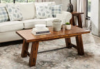 Table basse rustique avec roulettes 50 - Bois grainé marron