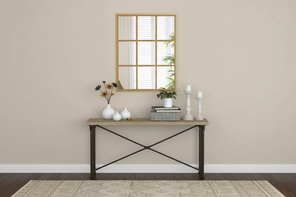 Gold Mirror with Complete Console Table