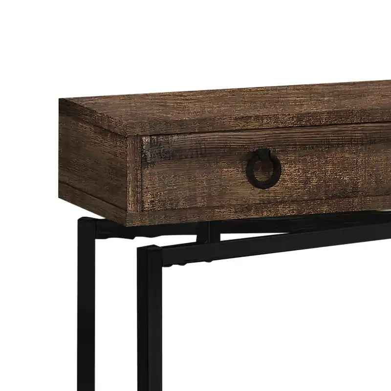 Table console de 42,5 po avec tiroir – Imitation bois recyclé brun