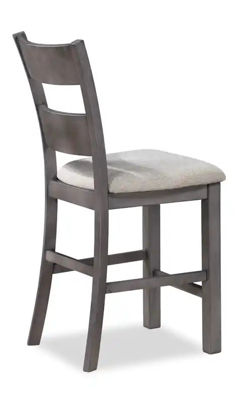Chaise de salle à manger hauteur comptoir en tissu polyester, dossier à barreaux, mélamine
