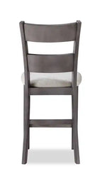 Chaise de salle à manger hauteur comptoir en tissu polyester, dossier à barreaux, mélamine
