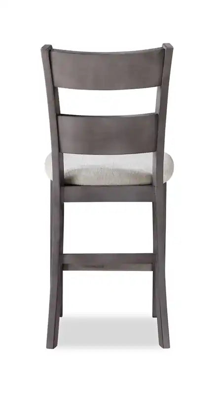 Chaise de salle à manger hauteur comptoir en tissu polyester, dossier à barreaux, mélamine