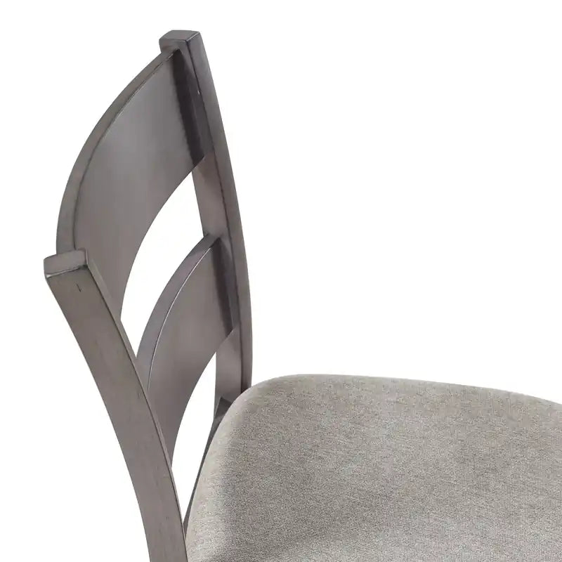 Chaise de salle à manger hauteur comptoir en tissu polyester, dossier à barreaux, mélamine