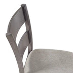 Chaise de salle à manger hauteur comptoir en tissu polyester, dossier à barreaux, mélamine