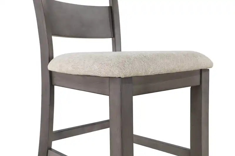 Chaise de salle à manger hauteur comptoir en tissu polyester, dossier à barreaux, mélamine