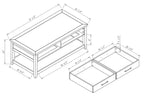23,25 Table basse traditionnelle avec rangement et étagère - Chêne blanc et noyer