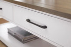 23,25 Table basse traditionnelle avec rangement et étagère - Chêne blanc et noyer