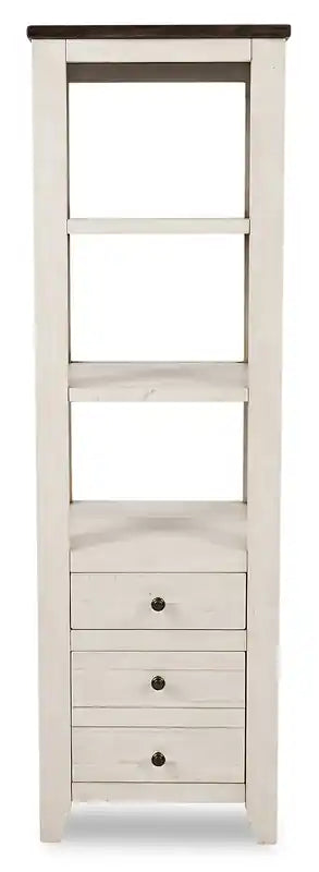 Bibliothèque de style campagnard avec étagères et tiroirs