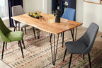 Table à manger avec bord naturel, bois d'acacia, métal, 60 po L
