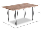 Table à manger avec bord naturel, bois d'acacia, métal, 60 po L