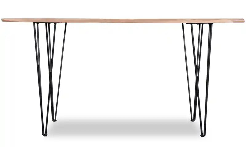 Table à manger avec bord naturel, bois d'acacia, métal, 60 po L