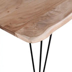 Table à manger avec bord naturel, bois d'acacia, métal, 60 po L