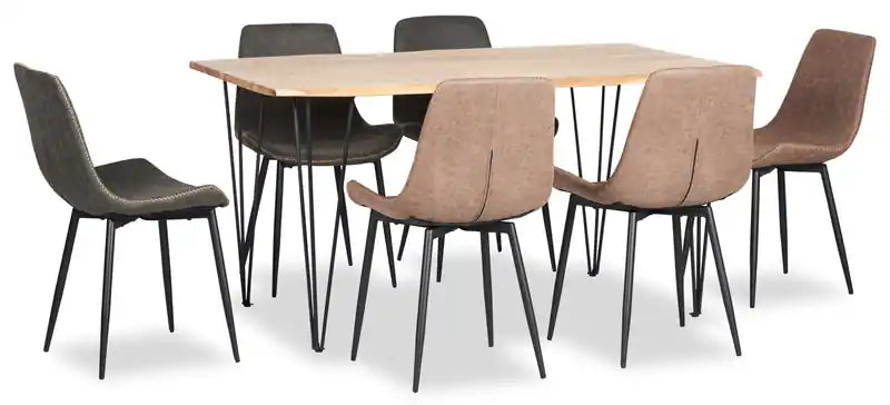 Table à manger avec bord naturel, bois d'acacia, métal, 60 po L