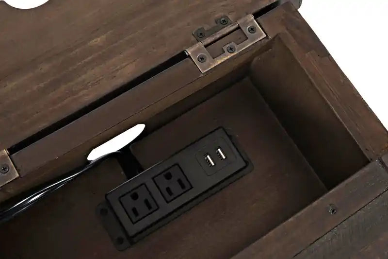 16 Table d'appoint rustique électrique avec rangement – blanc avec bois de récupération