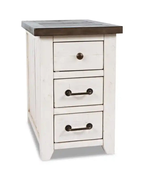 Morgan 16 Rustic Powered Chairside Table with Storage - White with Reclaimed Wood