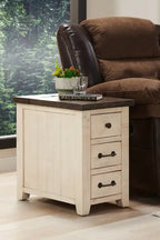 16 Table d'appoint rustique électrique avec rangement – blanc avec bois de récupération