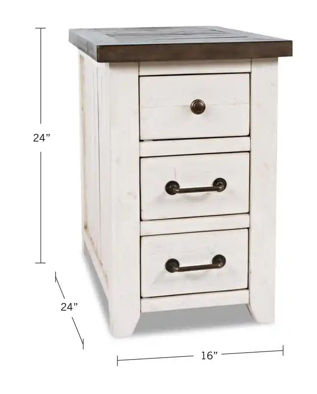 16 Table d'appoint rustique électrique avec rangement – blanc avec bois de récupération