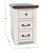 16 Table d'appoint rustique électrique avec rangement – blanc avec bois de récupération