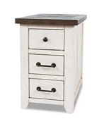 16 Table d'appoint rustique électrique avec rangement – blanc avec bois de récupération