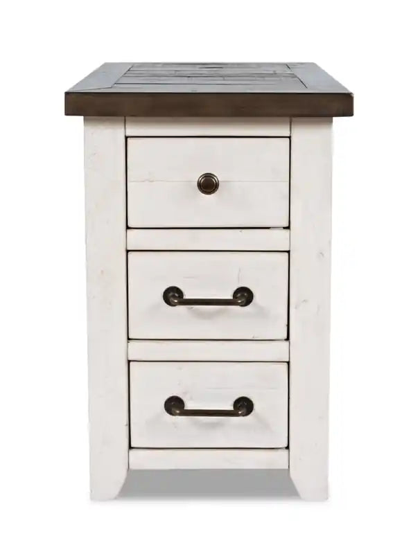 16 Table d'appoint rustique électrique avec rangement – blanc avec bois de récupération
