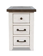 16 Table d'appoint rustique électrique avec rangement – blanc avec bois de récupération
