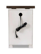 16 Table d'appoint rustique électrique avec rangement – blanc avec bois de récupération