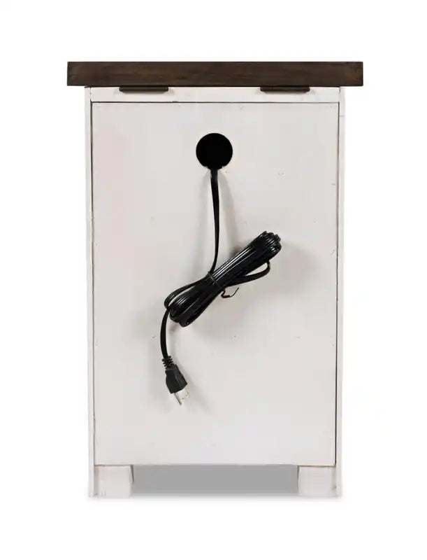 16 Table d'appoint rustique électrique avec rangement – blanc avec bois de récupération