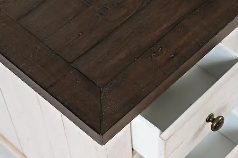 16 Table d'appoint rustique électrique avec rangement – blanc avec bois de récupération
