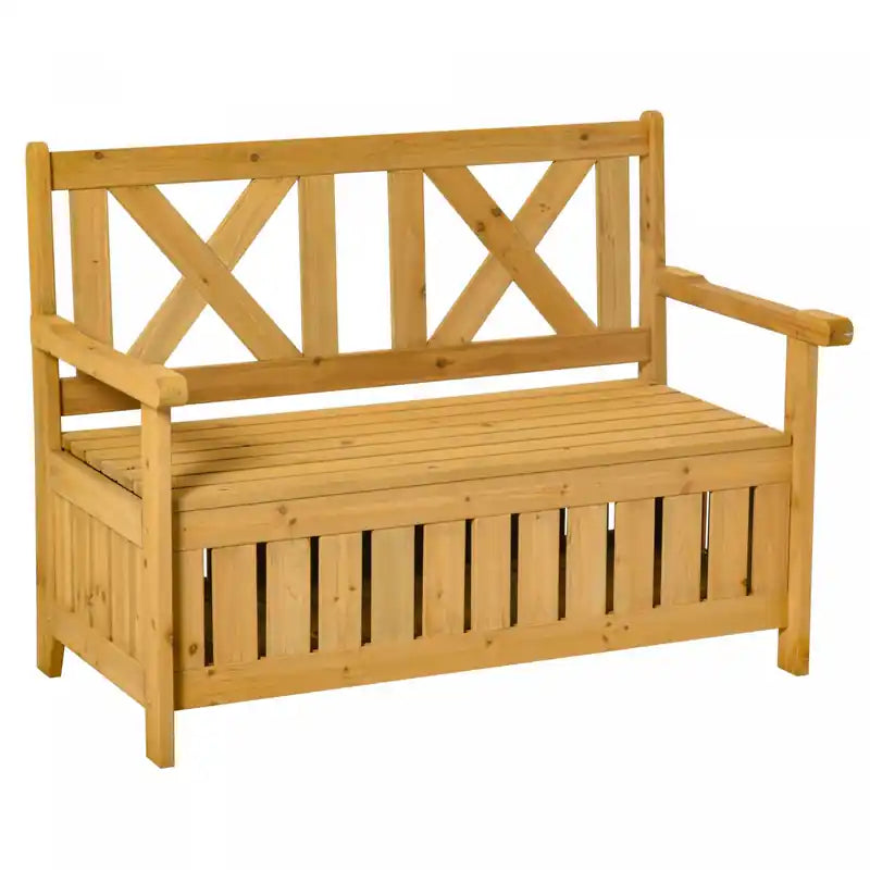 Outsunny 2-seater Wooden Outdoor Bench With 29 Gal Storage Box