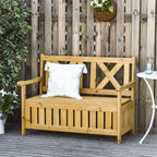 Banc extérieur en bois 2 places avec coffre de rangement de 110 litres