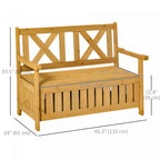 Banc extérieur en bois 2 places avec coffre de rangement de 110 litres