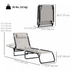 2 chaises longues, chaises longues avec appui-tête blanc crème