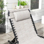 2 chaises longues, chaises longues avec appui-tête blanc crème