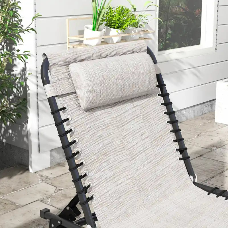 2 chaises longues, chaises longues avec appui-tête blanc crème