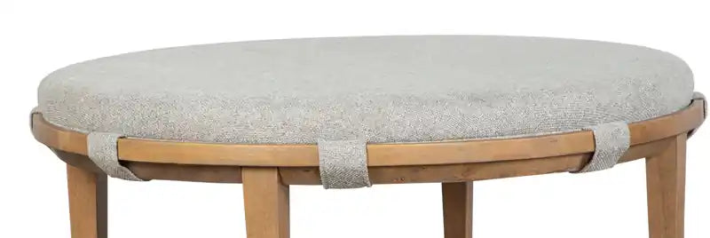 Table basse ronde moderne avec étagère et roulettes 38 po – Bois brun clair avec coussin gris