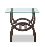 Table d'appoint moderne en verre et bois - Verre avec pieds finition espresso
