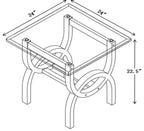 Table d'appoint moderne en verre et bois - Verre avec pieds finition espresso
