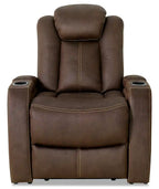 Fauteuil inclinable électrique en faux suède 36, avec appuie-tête électrique et deux porte-gobelets – Brun chocolat