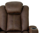 Fauteuil inclinable électrique en faux suède 36, avec appuie-tête électrique et deux porte-gobelets – Brun chocolat