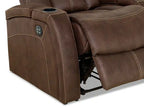Fauteuil inclinable électrique en faux suède 36, avec appuie-tête électrique et deux porte-gobelets – Brun chocolat