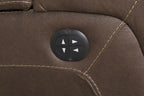 Fauteuil inclinable électrique en faux suède 36, avec appuie-tête électrique et deux porte-gobelets – Brun chocolat