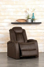 Fauteuil inclinable électrique en faux suède 36, avec appuie-tête électrique et deux porte-gobelets – Brun chocolat