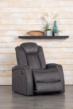 Fauteuil inclinable électrique en faux suède 36, avec appuie-tête électrique et deux porte-gobelets – Brun chocolat