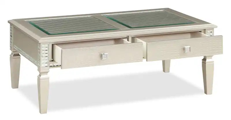 Table basse Glam 48 avec rangement - Champagne