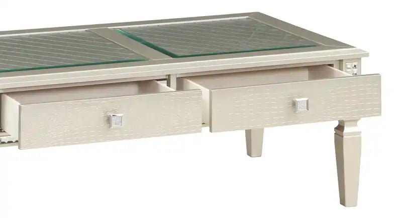 Table basse Glam 48 avec rangement - Champagne