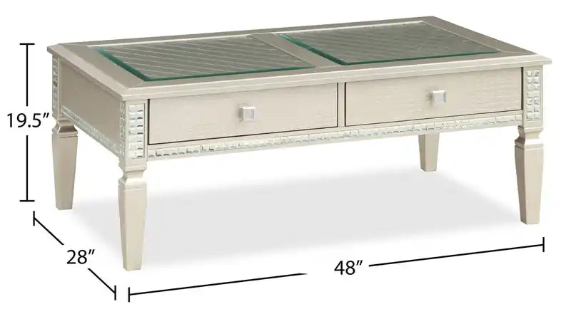 Table basse Glam 48 avec rangement - Champagne