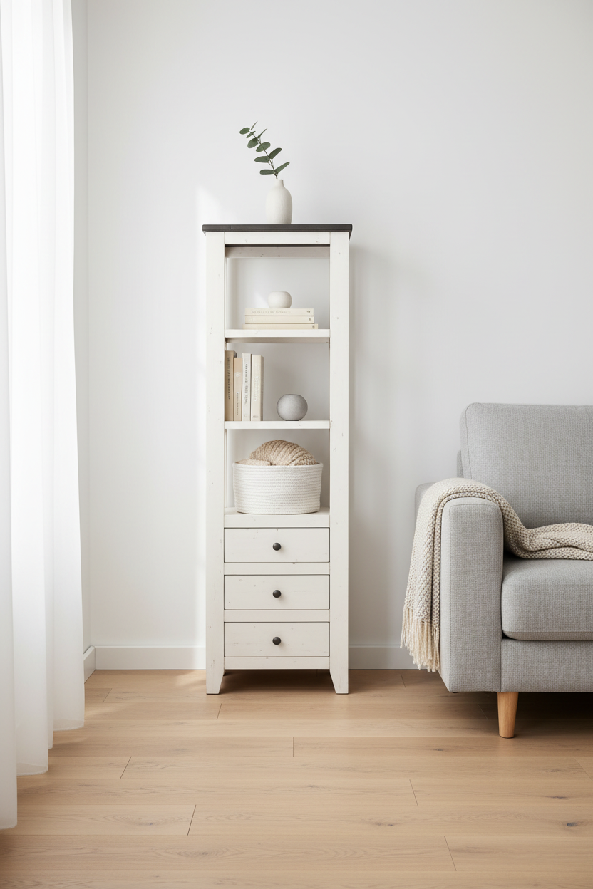 White Bookcase with Lifestyle Background